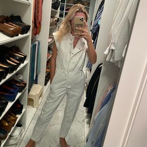 White denim Zara painters suit